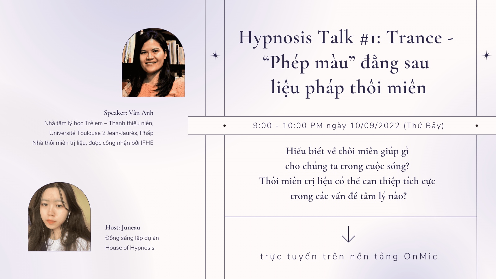 Tham dự sự kiện Hypnosis Talk #1: Trance – “Phép màu” đằng sau liệu pháp thôi miên