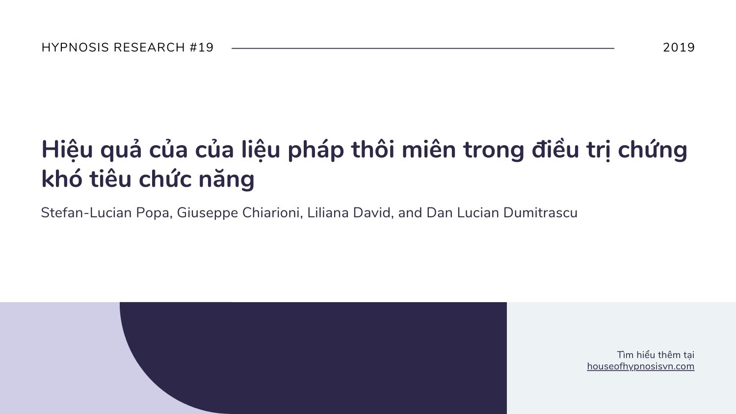Hypnosis research #19: Hiệu quả của liệu pháp thôi miên trong điều trị chứng khó tiêu chức năng